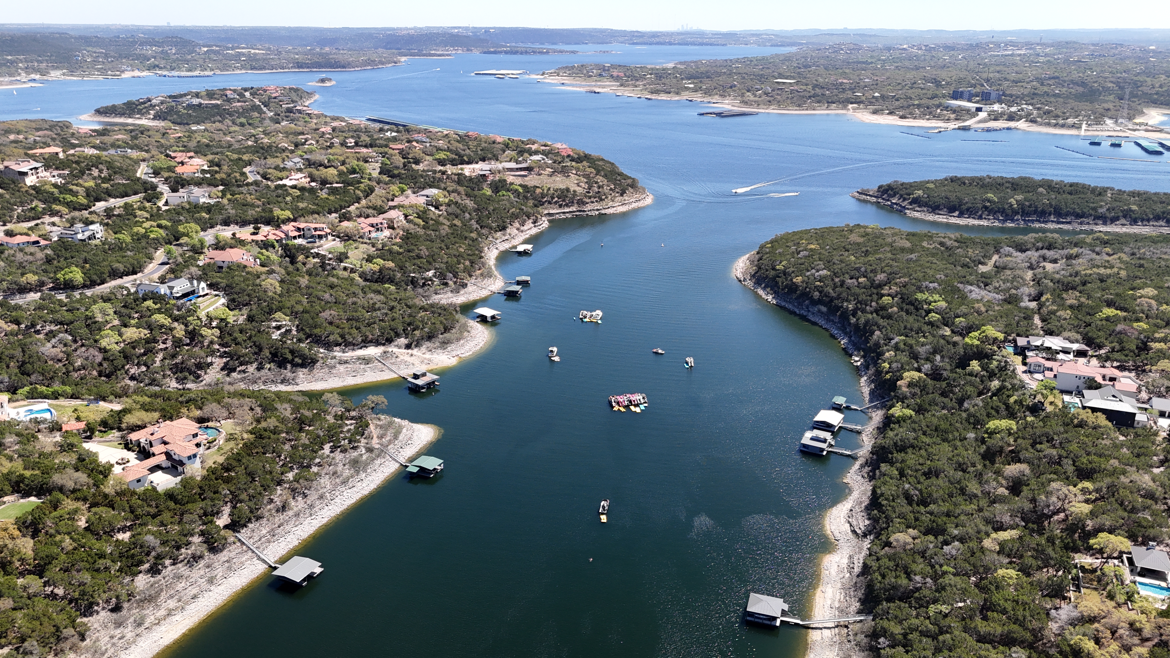 Aerial view of Lake Travis Austin Texas