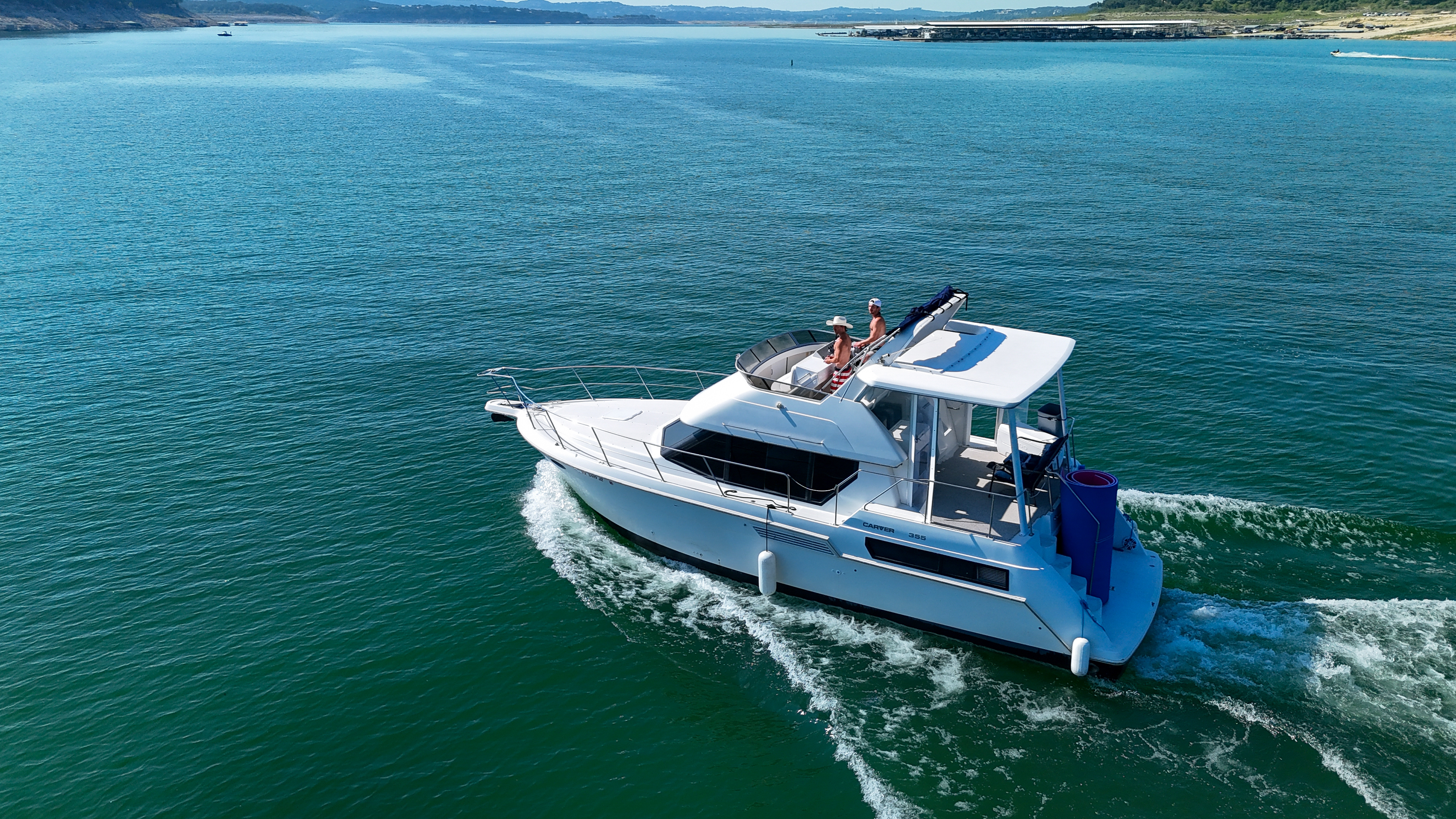 Motor yacht on Lake Travis